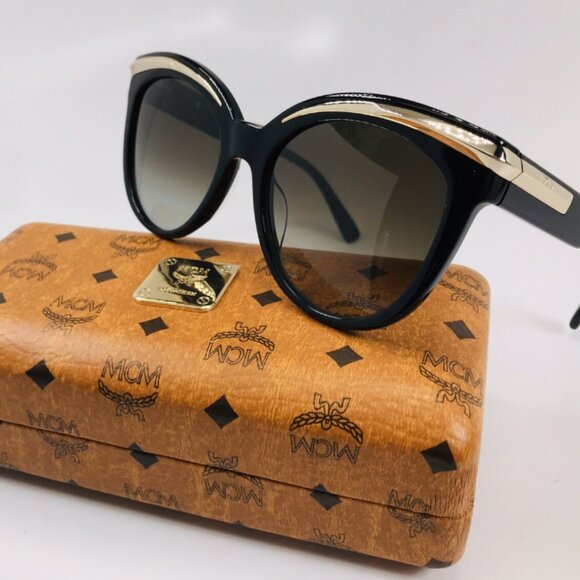 New MCM 678S 001 Black & Gold Sunglasses 55mm with Case